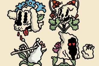 hand drawn stickers logo design cute fun colorful lowbrow