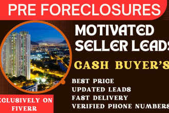 generate motivated seller and  pre foreclosure real estate leads with skip trace