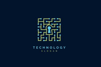 design crypto, cyber security, tech and technology logo