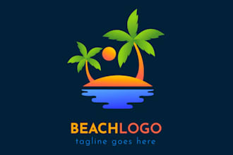 create a outdoor summer holidays beach enjoying logo design