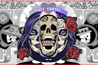illustrate unique, luxury label, logo for beer, beverage