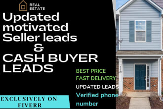 provide real estate motivated seller leads and cash buyer list with skip tracing