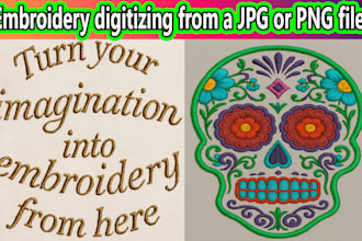 do embroidery digitizing, logo convert to dst, jef, pes, in one hour