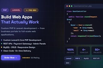 build php laravel sites ecommerce stores and business portals expert