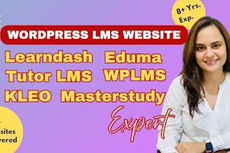 build a wordpress lms website in learndash, eduma, wplms, tutorlms, or kleo