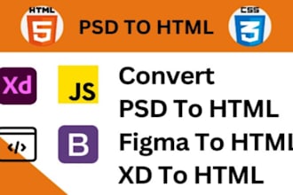 convert figma to html, psd to html bootstrap responsive website
