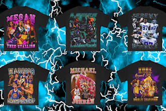 create a crazy vintage bootleg rap or nba for your tshirt