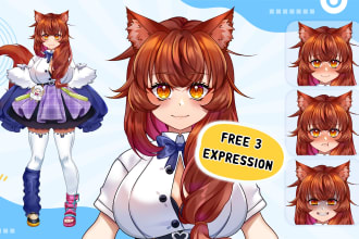 draw anime live2d model for vtuber and character design ready rig