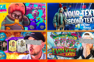design gaming youtube thumbails for fortnite, fall guys, cod, FIFA and more