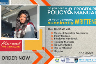 develop employment policies, sop and employee handbook