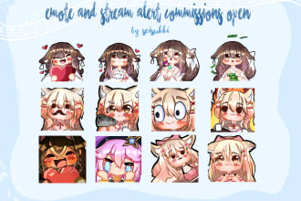 draw cute chibi twitch and discord emotes for you