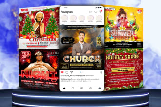 design christmas flyer, church flyer, new year event flyer, party flyer design