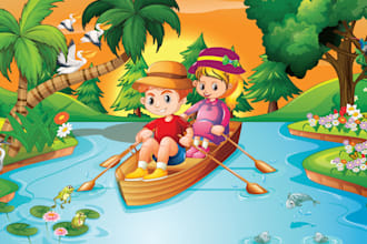 Top 10!  draw cute children story book illustration and covers