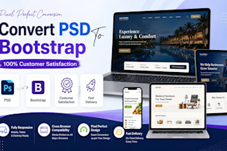 convert PSD, figma into responsive bootstrap website