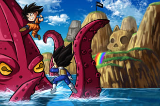 draw dragon ball illustration style for you