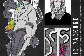 make traditional tattoo illustration with pattern style