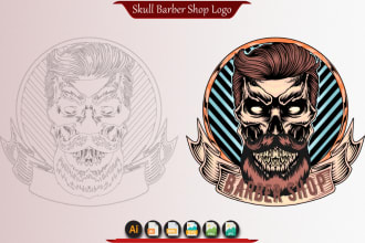 design a highly skull barber shop logo