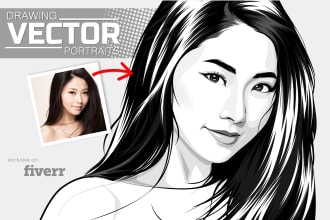 do a vector portrait black and white for you