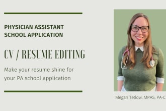 edit your resume or CV for your pa school application