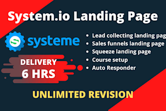 create sales funnel lead page, and course landing page using systeme io