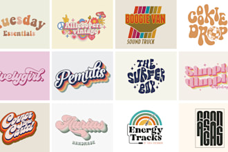 design 3d colorful 70s retro logo with handmade typography