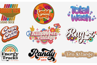 design a groovy 70s retro logo with handmade typography