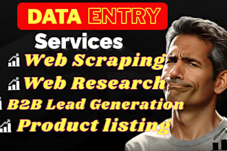 web scraping , web research and product listing