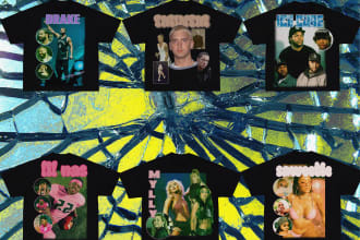 design a crazy vintage old school 90s bootleg rap t shirt