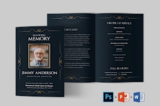 design magazine style obituary funeral program memorial card