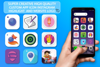 do flat mobile app icon instagram highlight or business website logo design