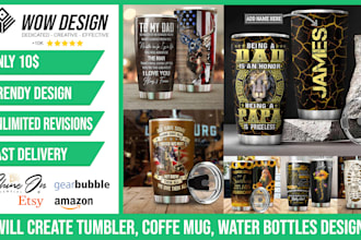 create awesome tumbler, coffee mug, water bottles designs