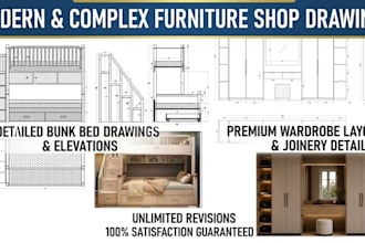 create furniture cad drawings, joinery details and shop drawings