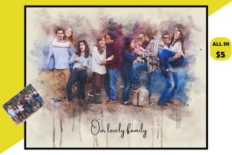 draw a family portrait into a digital watercolor painting