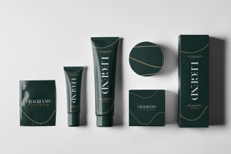 design luxury cosmetic packaging, premium label design with minimal logo design
