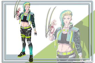 draw scifi and cyberpunk character art illustration