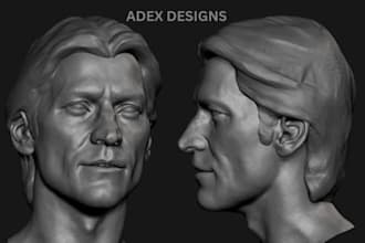 sculpt realistic 3d head, 3d mask, 3d bust, face model for 3d printing