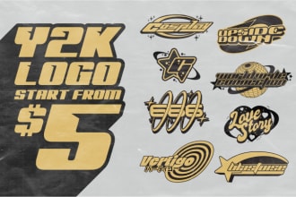 design y2k style logo n typeface for your clothing brand