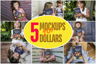 do 5 cute girl realistic 3d childrens book mockups kids story book cover mockups