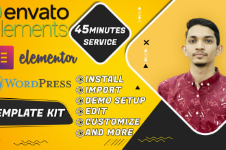 install,edit and customize envato template kit
