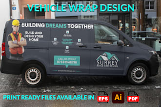 do van wrap design, car wrap or any vehicle wrap with mockup