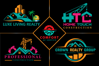 do modern real estate, construction, plumbing, hvac and minimalist logo design