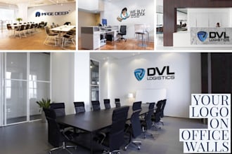 place your logo on to office walls photorealistic mockups