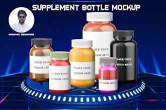 do realistic supplement bottle mockup for amazon and website