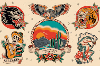 create a traditional or old school style tattoo design