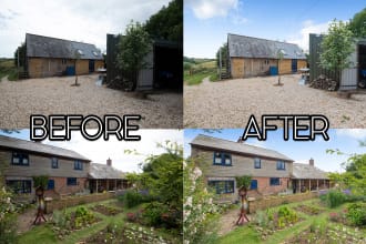 replace grass, blue sky and edit real estate images
