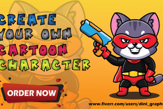 draw cute cartoon character, animal mascot, cartoon logo