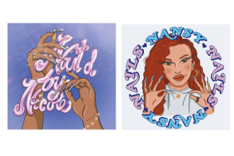 create a logo illustration for nail techs makeup artist hair salon stylist
