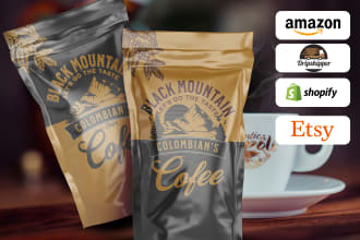 design premium coffee labels, pouch, bags, product packaging