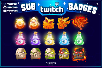 create high quality twitch sub badges, emotes