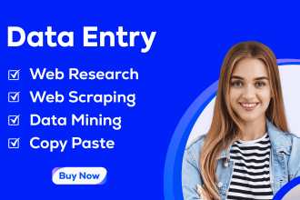 be your virtual assistant for data entry, copy paste, typing, web research